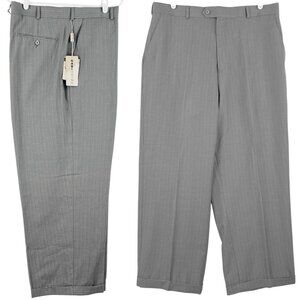 NWT Gulliano Couture Men's Lloyd Grey Wool Blend Dress Pants 38x32 Cuffed Hem